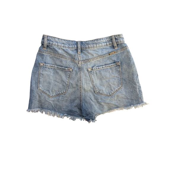 KanCan Ivanna Ultra High Rise Mom Shorts Distressed Denim Blue Jean Ripped Med - Picture 2 of 9